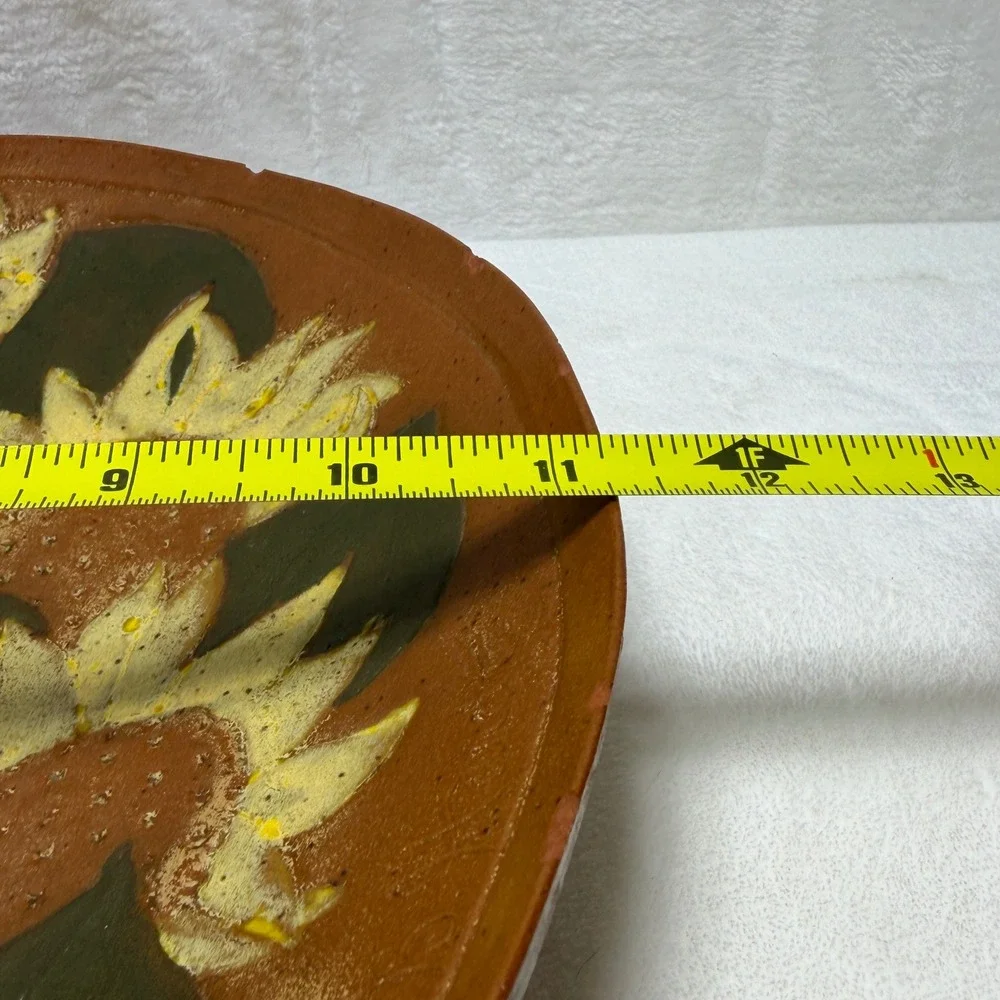 Eclectic Signed Studio Pottery‎ Terracotta Sunflower Bowl Planter Rustic **